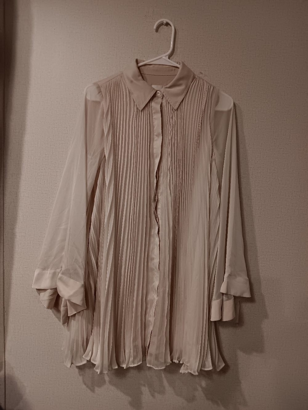 Anthropologie Maeve Long-Sleeve Pleated Mini Shirt Dress Sz Xs with Pocket - Picture 3 of 5